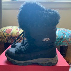 north face black lace furry snow boots